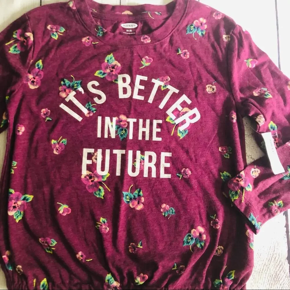 Old Navy Girl’s Maroon Floral Blouse Sz XS (5)